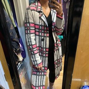 Nic + Zoe Pink Plaid Overcoat